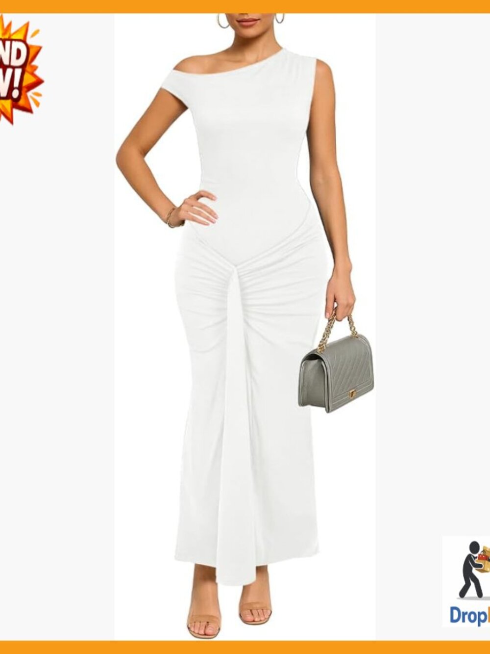 Ruched Bodycon Maxi Dress Sleeveless Boat Neck Elegant Cocktail Party Wear